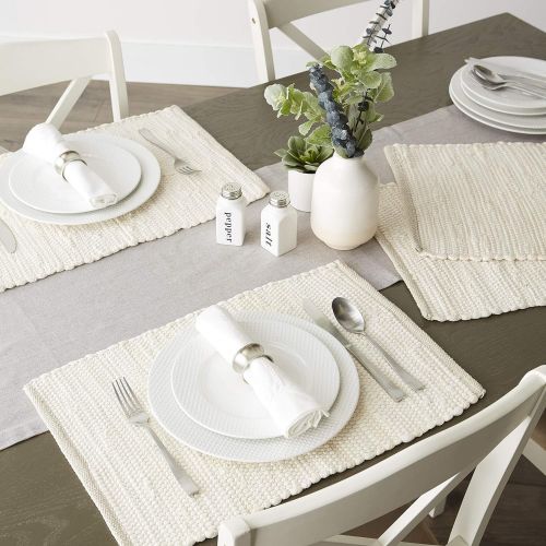  [아마존베스트]DII Handmade Chindi Tabletop Reversable & Machine Washable, Placemat 13x19, Natural 6 Count