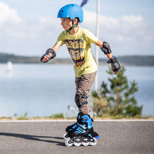  DIKASHI Black/Blue/Red Adjustable Inline Skates Boys Girls Kids Women Men Size,Light Up Adult Roller Blades Skates for Women Outdoor and Indoor