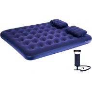DIMAR GARDEN Queen Size Air Mattress Set with Pillow, Portable Comfort Flocked Blow Up Inflatable Airbed, Internal/Build-in Pump for Camping Tent Home Travel