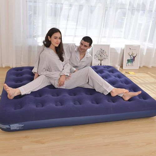  DIMAR GARDEN Queen Size Air Mattress Set with Pillow, Portable Comfort Flocked Blow Up Inflatable Airbed, Internal/Build-in Pump for Camping Tent Home Travel