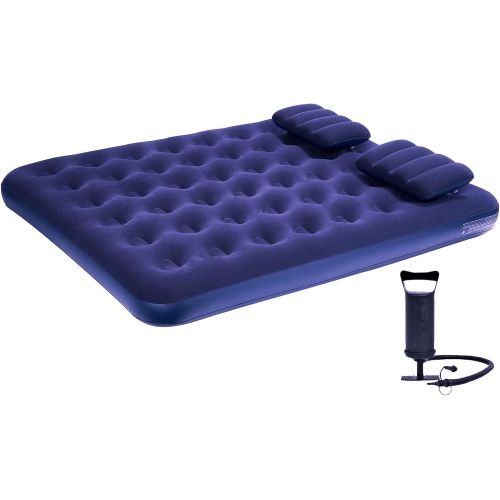  DIMAR GARDEN Queen Size Air Mattress Set with Pillow, Portable Comfort Flocked Blow Up Inflatable Airbed, Internal/Build-in Pump for Camping Tent Home Travel