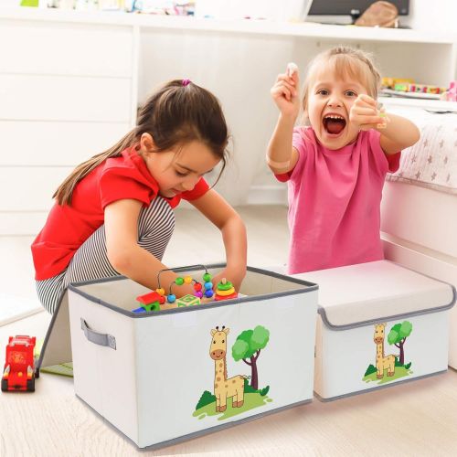  [아마존베스트]DIMJ Toy Chest with Lids, Kids Toy Bin 2 Packs Toy Storage Organizer for Boys, Girls, Nursery, Playroom, Closet, Living Room