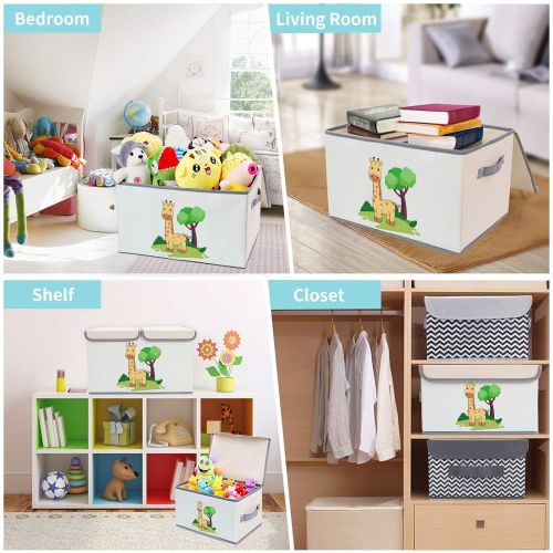  [아마존베스트]DIMJ Toy Chest with Lids, Kids Toy Bin 2 Packs Toy Storage Organizer for Boys, Girls, Nursery, Playroom, Closet, Living Room