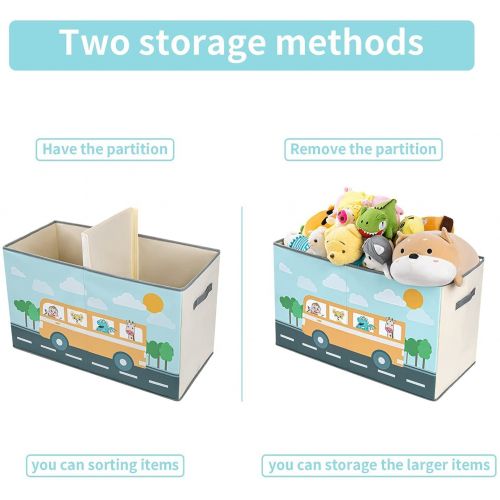  [아마존베스트]DIMJ Toy Storage Bins with Lids, Toy Chest Fabric Animal Toy Box Foldable Cartoon Toy Organizer Box with Reinforced Handle Closet Container for Kids, Books, Closet, Bedroom, Home