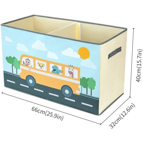  [아마존베스트]DIMJ Toy Storage Bins with Lids, Toy Chest Fabric Animal Toy Box Foldable Cartoon Toy Organizer Box with Reinforced Handle Closet Container for Kids, Books, Closet, Bedroom, Home