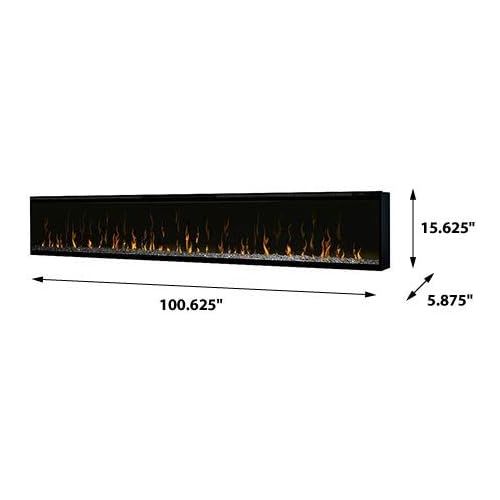  DIMPLEX Excite 100 Linear Electric Fireplace with Ceramic Heater, Glass Crystal Ember, Multi-Color Flame Effect & Remote Control - Black, REL10