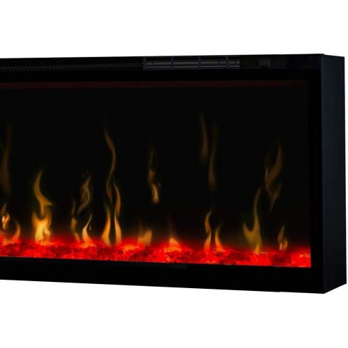  DIMPLEX Excite 100 Linear Electric Fireplace with Ceramic Heater, Glass Crystal Ember, Multi-Color Flame Effect & Remote Control - Black, REL10