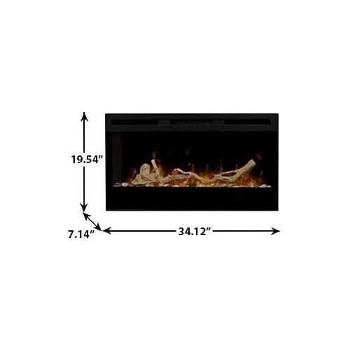  Dimplex Prism 34 Electric Fireplace & Driftwood Log Kit - Black, BLF3451 & LF34DWS-KIT