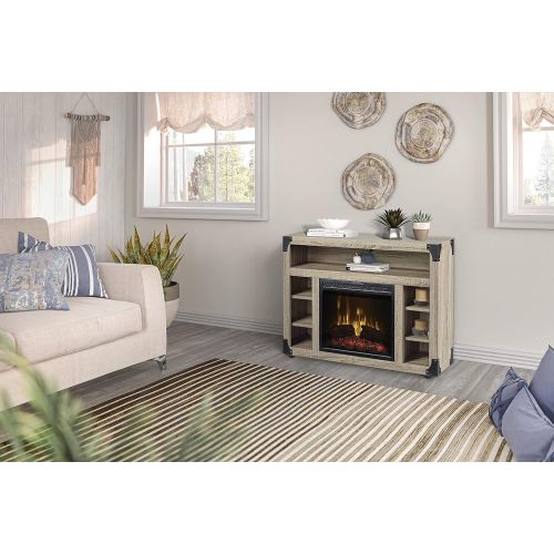 DIMPLEX Chelsea TV Stand with 18 Electric Fireplace, (Model: C3P18LJ-2086DO), 120V, 1500W, 12.5 Amps, Distressed Oak