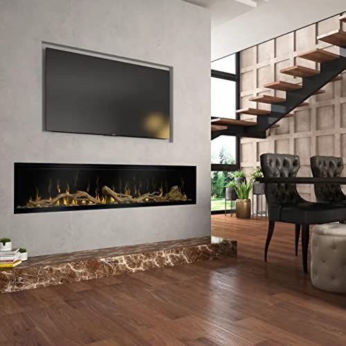  Dimplex Ignite XL 74 Built-in Linear Electric Fireplace with Optional Driftwood Kit - Black, XLF74 & LF74DWS-KIT