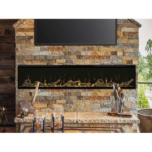  Dimplex Ignite XL 74 Built-in Linear Electric Fireplace with Optional Driftwood Kit - Black, XLF74 & LF74DWS-KIT