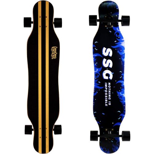  DINBIN 41 Inch Drop Through 8 Ply Maple Complete Longboards Skateboard,Cruising,Freeride Slide,Freestyle and Downhill Freestyle Cruiser for Teens or Adults
