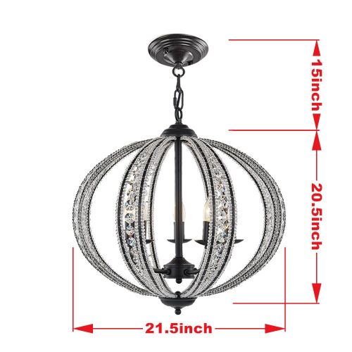  DINGGU 5 Lights Antique Black Iron Chandelier for Living Room Bedroom Dinner Room W21.5XH20.5