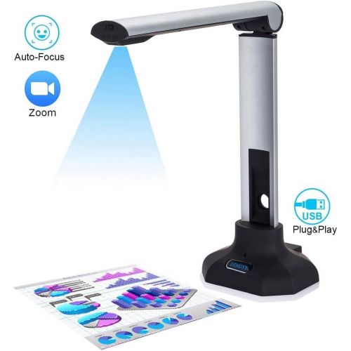  [아마존베스트]DINGYI Portable 8MP USB Document Camera Scanner with Auto-Focus and LED Supplemental Light. Excellent for Teacher Web Classroom Library and Office Conferencing