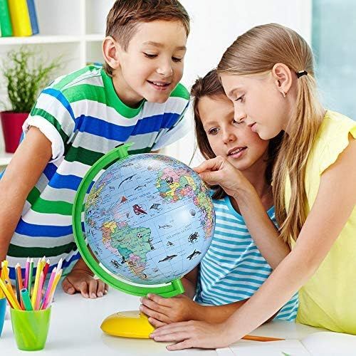  [아마존베스트]Illuminated World Globe for Kids Learning, DIPPER 8 Inch Globe of The World with Stand, LED Light Illuminates for Night View, Globe Map Learning Tool Educational Gift for Kids Chil