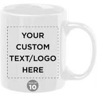 Custom Ceramic Coffee Mugs 11 oz. Set of 10, Personalized Bulk Pack - Coffee cup set, Iced coffee cup, Gaming mug - White