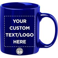 Custom Ceramic Coffee Mugs 11 oz. Set of 50, Personalized Bulk Pack - Coffee cup set, Iced coffee cup, Gaming mug - Cobalt Blue