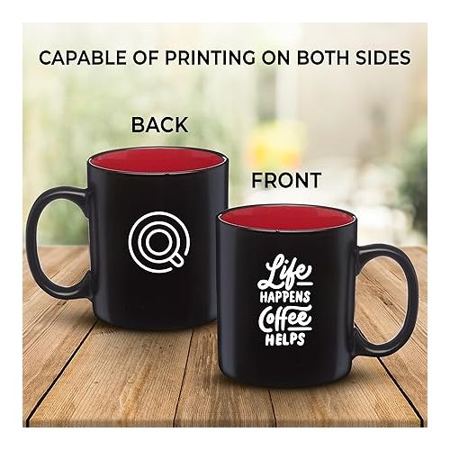 DISCOUNT PROMOS 50 Matte Two-Tone Coffee Mugs Set, 11 oz. - Customizable Text, Logo - Stoneware, Drinkware, Durable, C-handle - Red