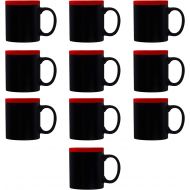DISCOUNT PROMOS 10 Glam Two Tone Matte Coffee Mugs Set, 11 oz. - Stoneware, Matte, Durable, C-handle - Red