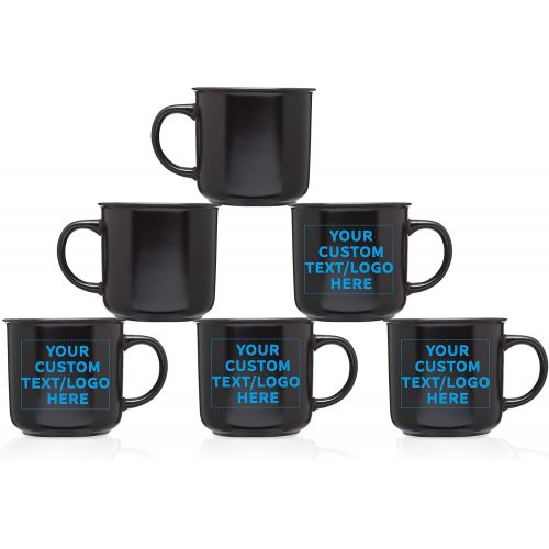  DISCOUNT PROMOS Custom Ceramic Campfire Coffee Mug 15 oz. Set of 10, Personalized Bulk Pack - Perfect for Coffee, Tea, Espresso, Hot Cocoa, Other Beverages - Black