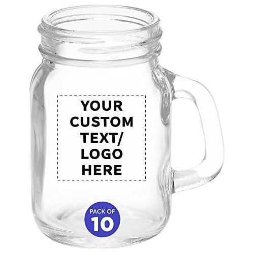  [아마존베스트]DISCOUNT PROMOS 4.5 oz. Mason Jar Sampler Glasses - 10 pack - Customizable Text, Logo - Clear