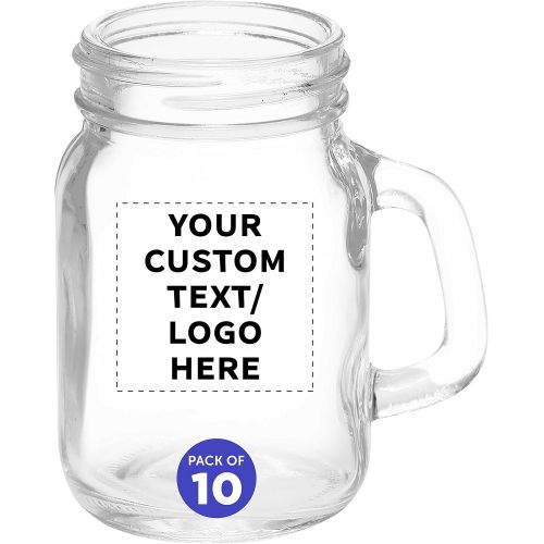  [아마존베스트]DISCOUNT PROMOS 4.5 oz. Mason Jar Sampler Glasses - 10 pack - Customizable Text, Logo - Clear