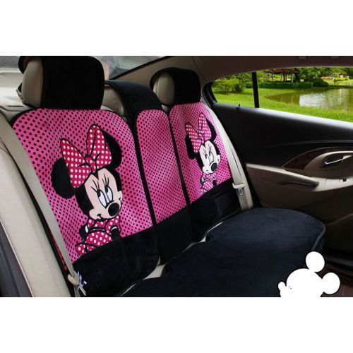  DISPLAY L D 1905 18pcs Maimai88 Pink and Black Dot Fashion Classic Cartoon Monkey Embroidery Soft Plush Car Seat Cover Seating of Men&Women a Complete Set Universal Car Covers Used Four Seasons