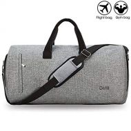 DISTILL Foldable Garment Bag Carry on Duffel Bag Travel Bag for Men and Momen Flight Bag Weekender Travel Suit Bag (grey)