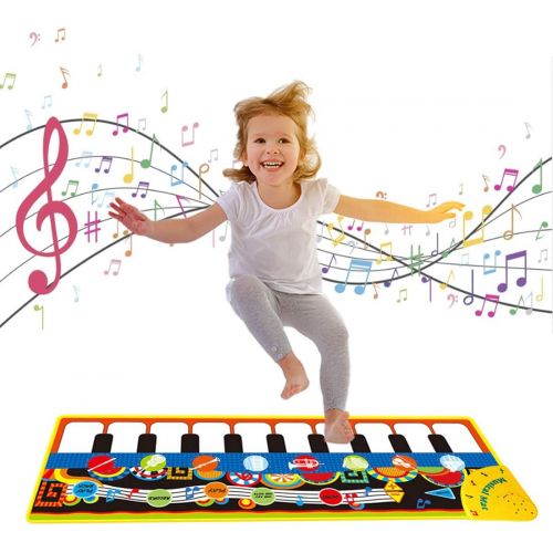  [아마존베스트]DITHIN 1 2 3 Year Old Boy Gifts, Piano Music Mat for Kids Floor Piano Playmat Dance Mat Musical Educational Toys for 1-3 Year Old Toddler Baby Boys Girls Xmas Christmas Birthday Gifts for