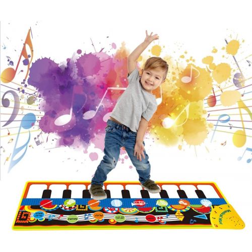  [아마존베스트]DITHIN 1 2 3 Year Old Boy Gifts, Piano Music Mat for Kids Floor Piano Playmat Dance Mat Musical Educational Toys for 1-3 Year Old Toddler Baby Boys Girls Xmas Christmas Birthday Gifts for