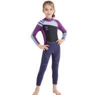 DIVE & SAIL Kids 2.5MM Neoprene Wetsuit Long Sleeve Full Body UV Protection Boys & Girls for Scuba Diving Snorkeling Swimming Fishing Surfing (Thick)