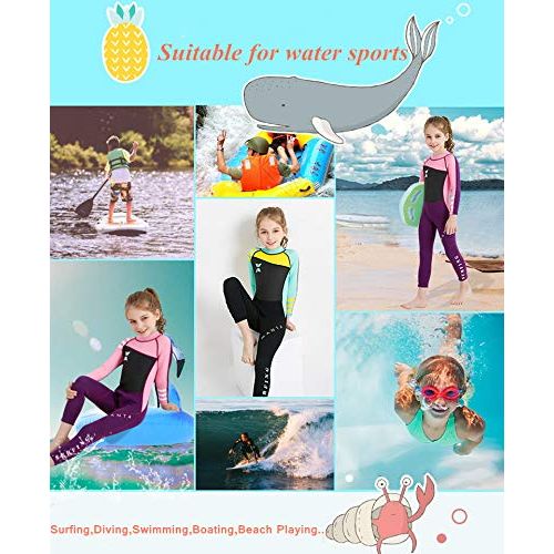  DIVE & SAIL Kids 2.5MM Neoprene Wetsuit Long Sleeve Full Body UV Protection Boys & Girls for Scuba Diving Snorkeling Swimming Fishing Surfing (Thick)