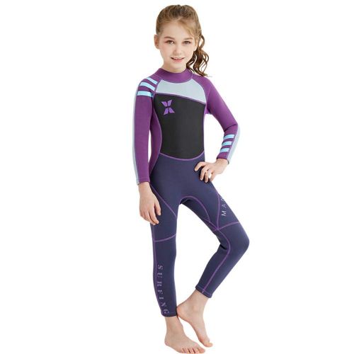  DIVE & SAIL Kids 2.5MM Neoprene Wetsuit Long Sleeve Full Body UV Protection Boys & Girls for Scuba Diving Snorkeling Swimming Fishing Surfing (Thick)