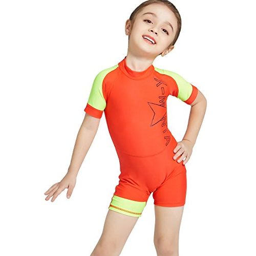  DIVE & SAIL Kids One Piece Short Sleeve Swimsuit Sun Protection Rashguard Sunsuit