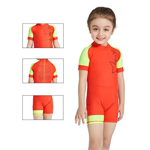  DIVE & SAIL Kids One Piece Short Sleeve Swimsuit Sun Protection Rashguard Sunsuit