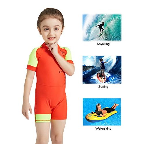  DIVE & SAIL Kids One Piece Short Sleeve Swimsuit Sun Protection Rashguard Sunsuit