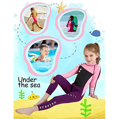  DIVE & SAIL Kids Wetsuit Full Body Swimsuit 2.5mm Neoprene Wetsuit UV Protective Thermal Swimwear for Diving Scuba