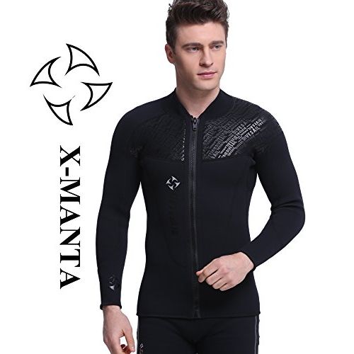  DIVE & SAIL Wetsuit Jacket Men, Keep Warm 3mm Neoprene Zipper up Wetsuit Top for Dive Surf Kayak