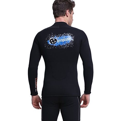  DIVE & SAIL Wetsuit Jacket Men, Keep Warm 3mm Neoprene Zipper up Wetsuit Top for Dive Surf Kayak