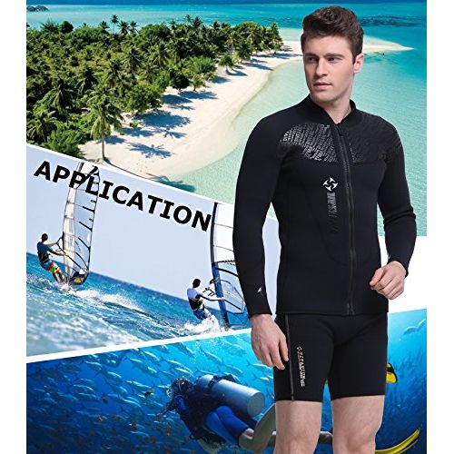  DIVE & SAIL Wetsuit Jacket Men, Keep Warm 3mm Neoprene Zipper up Wetsuit Top for Dive Surf Kayak