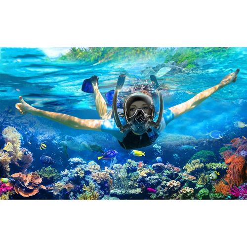 DIVELUX BMSGM 2019 New Underwater Full Face Dual Tube Breathing Snorkeling Mask - Scuba Diving Set - Snorkeling Gear for Men Women Kids Adult