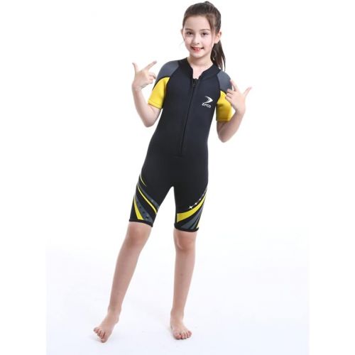  DIVESAIL Wetsuit Kids Neoprene 2.5mm Wetsuit Shorty Full Suit Long Sleeve Diving Suit Keep Warm for Girl boy for Swimming Surfing Sailing Water Sports