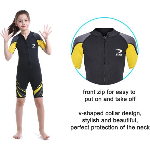  DIVESAIL Wetsuit Kids Neoprene 2.5mm Wetsuit Shorty Full Suit Long Sleeve Diving Suit Keep Warm for Girl boy for Swimming Surfing Sailing Water Sports