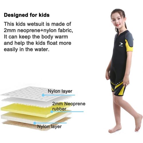  DIVESAIL Wetsuit Kids Neoprene 2.5mm Wetsuit Shorty Full Suit Long Sleeve Diving Suit Keep Warm for Girl boy for Swimming Surfing Sailing Water Sports