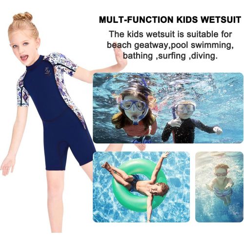  DIVESAIL Wetsuit Kids 2.5mm Neoprene Full Suits Long/Short Sleeve Keep Warm Back Zip UV Protection for Water Sports