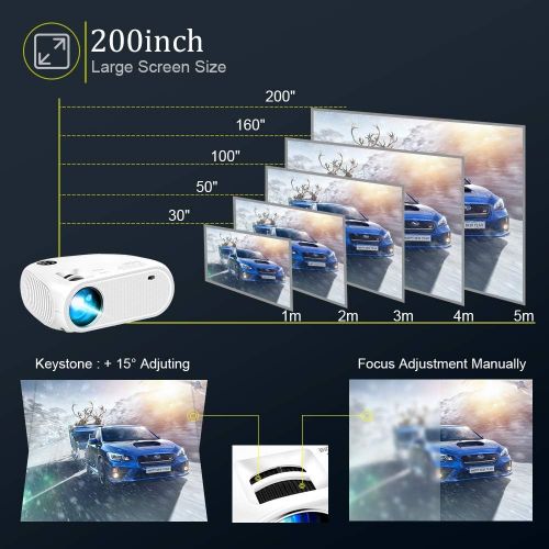  [아마존베스트]WiFi Video Projector 2800 Lumens, DIWUER Portable Mini Projectors for Home Outdoor Movie, USB Directly Connect with Smartphones, Support Full HD 1080P, USB, HDMI, VGA, AV, SD