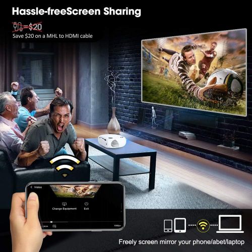  [아마존베스트]WiFi Video Projector 2800 Lumens, DIWUER Portable Mini Projectors for Home Outdoor Movie, USB Directly Connect with Smartphones, Support Full HD 1080P, USB, HDMI, VGA, AV, SD