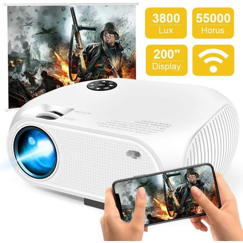  [아마존베스트]WiFi Video Projector 2800 Lumens, DIWUER Portable Mini Projectors for Home Outdoor Movie, USB Directly Connect with Smartphones, Support Full HD 1080P, USB, HDMI, VGA, AV, SD