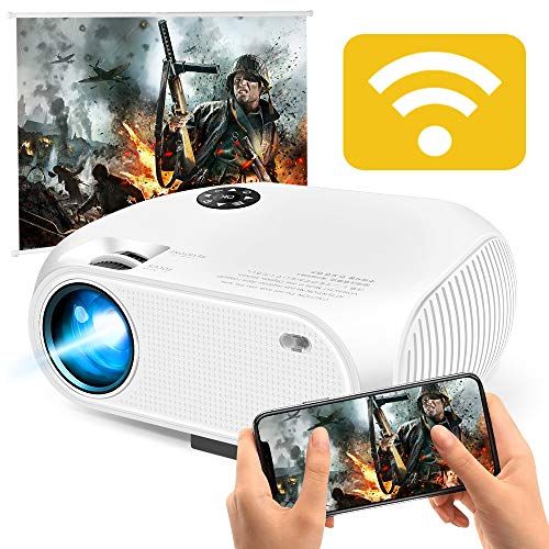  WiFi Wireless Projector 3800 Lumens, DIWUER Portable Mini Video Projectors for Home Outdoor Movies, USB Directly Connect with Smartphones, Support Full HD 1080P, USB, HDMI, VGA, AV