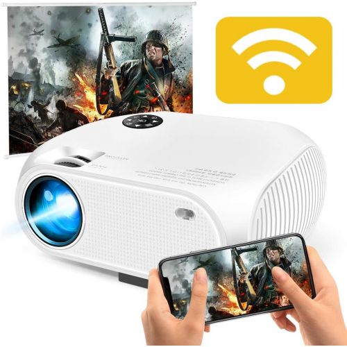  WiFi Wireless Projector 3800 Lumens, DIWUER Portable Mini Video Projectors for Home Outdoor Movies, USB Directly Connect with Smartphones, Support Full HD 1080P, USB, HDMI, VGA, AV